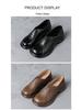 Retro British Style Women's Wide Fit Leather Chunky Heel Shoes - Top Grain Cowhide Round Toe Mom Shoes.