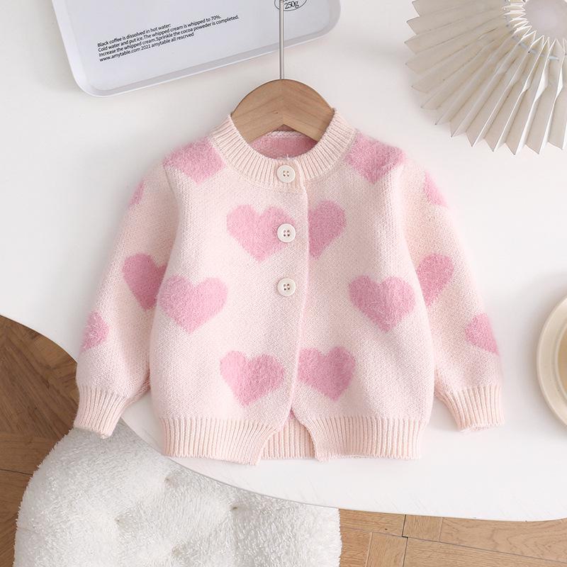 

Корейский вязаный кардиган-свитер для девочек на весну и осень Heart Cardigan, 66cm