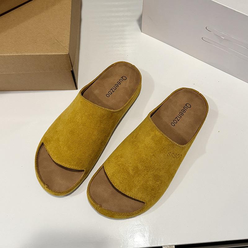 Mori Retro Thick-soled Boken Slippers Women's 2025 New Lazy One-pedal Fashionable Versatile One-word Cool Slippers