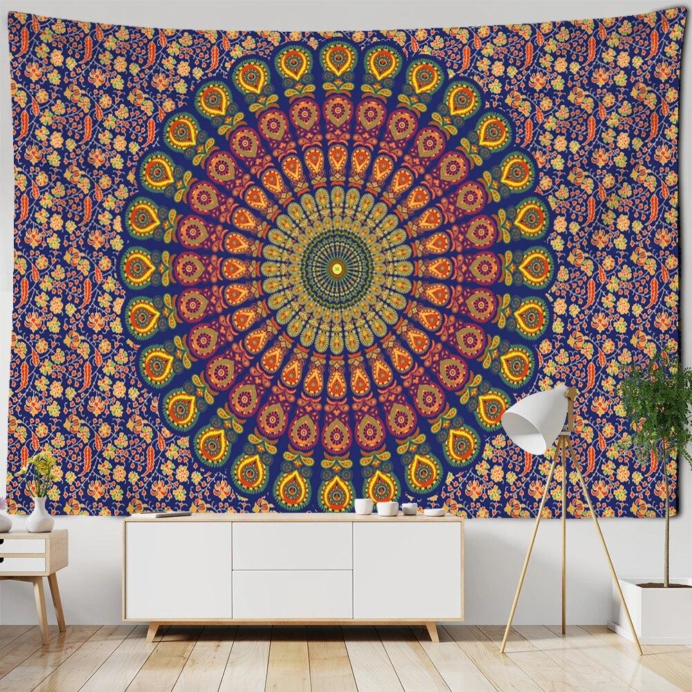 Tapiserie cu mandala, agățat pe perete, vrăjitorie mistică, boemă, psihedelic, hippie, artă, tapiz, dormitor, decor acasă