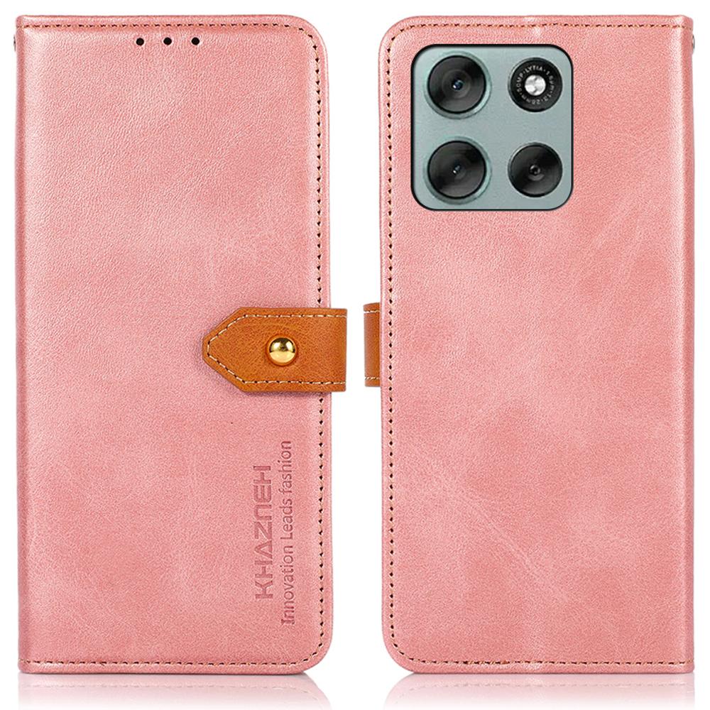 

KHAZNEH For Motorola Moto G56 5G Wallet Phone Case Stand Leather Flip Cover Rose Gold