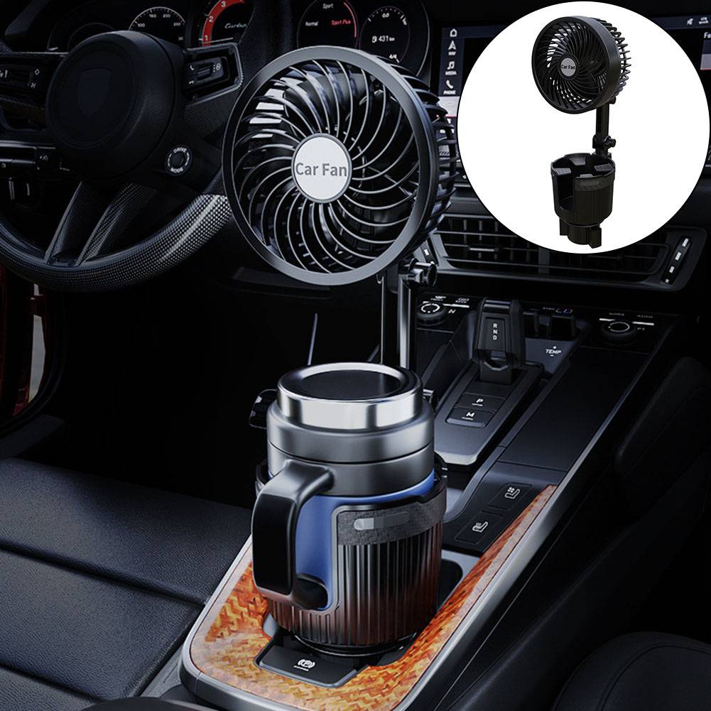 Road Trips Summer Travel Car Cup Holder Fan Dual Speed Car Fan Air Circulator Portable Car Fan Travel-Friendly Fan