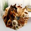 Horse Theme Design Folding Umbrella-Fashionable Auto-Open Design 8 Iron Ribs Plastic Handle Foldable Sunshade,Perfect Gifts