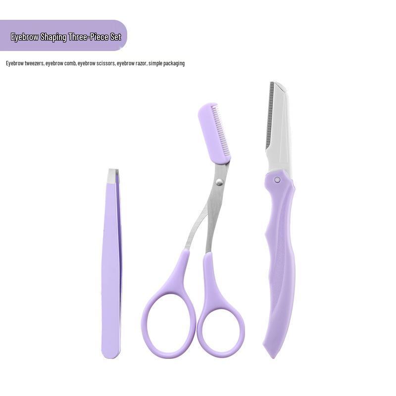 Eyebrow Grooming Tool Set: Safe Blade Razor, Anti-scratch Scissors, Brush, Comb & Trimmer