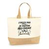 Cabas - PLANETEE - J'peux Pas Minimaliste - Coton Lourd Premium - Fond Jute Renforcé - 48×37×13 Cm (18 L)