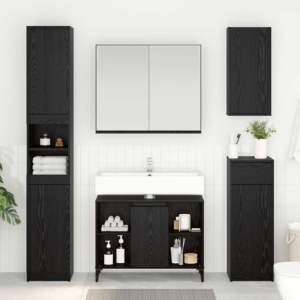 Washbasin Cabinet Black Oak Effect 80 x 33 x 60 cm