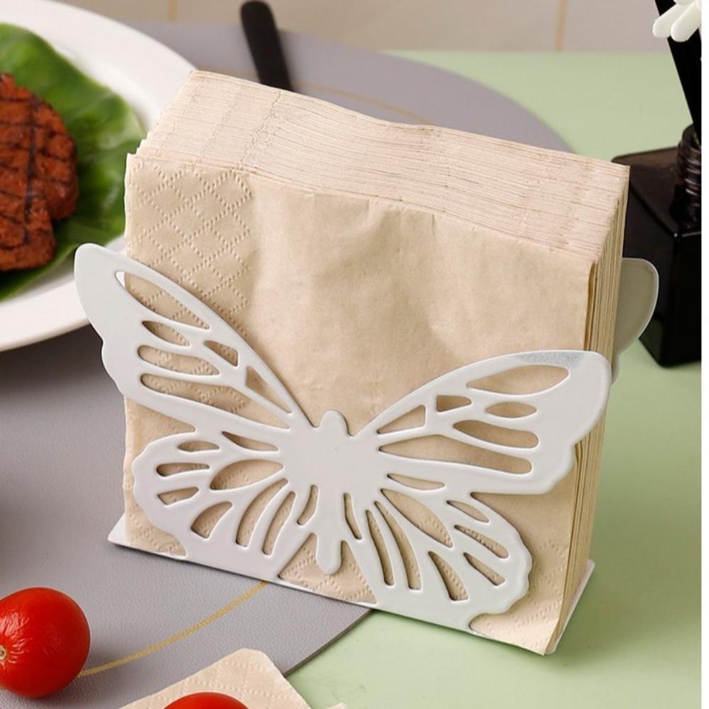 Square Base Iron Napkin Storage Stand Vertical Design Elegant Kitchen Decoration Cafe