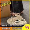 Thick-soled one-word sandals women's 2025 new summer wear soft-soled casual beach Roman shoes women