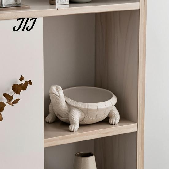 White Resin Animal Figurine 3D Printed Turtle Storage Tray, Decorative Jewelry Tray for Necklaces Rings, Creative Desktop Organizer Living Room