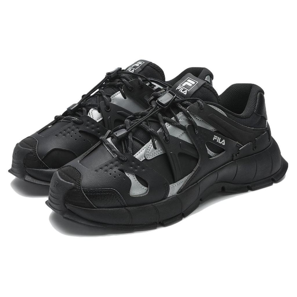 Fila Insetto Fabric Synthetic Leather Top Layer Cowhide Comfortable Versatile Wear-Resistant Low-Top Casual Shoes Men Sneaker Black Gray F12M411122FBC