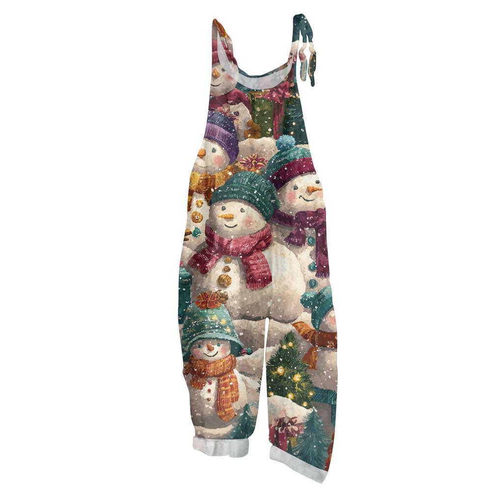 Women's Jumpsuit  Print Casual Loose Vintage Shoulder Strap Cotton Linen