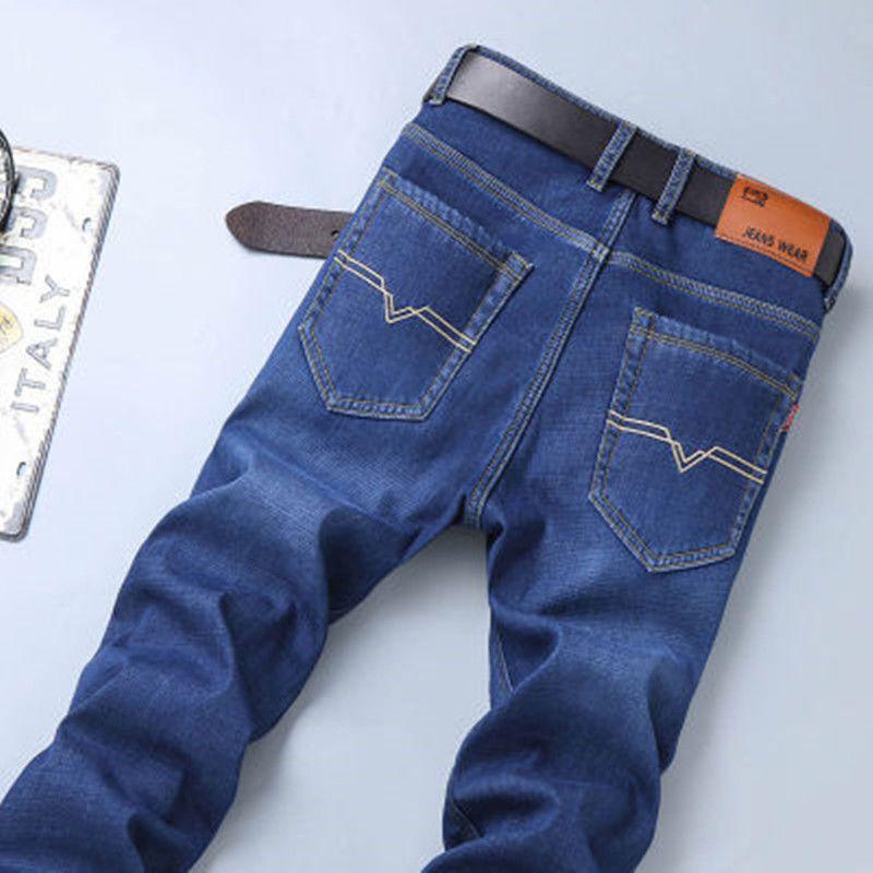 New Men's Autumn/Winter Stretch Jeans: Versatile, Thickened Denim Trousers for Business and Casual Wear.