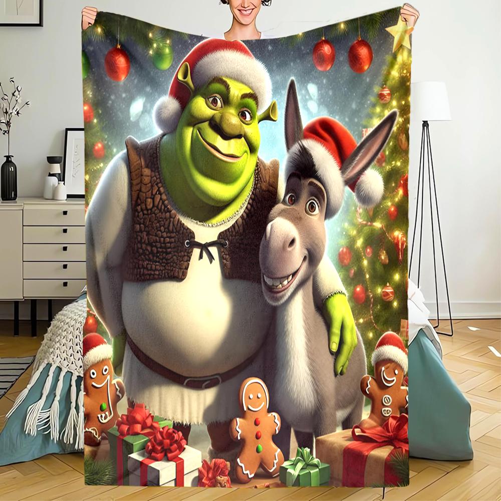 Shrek Theme Printed Blanket - Perfect for Couch, Bed, Travel & Outdoor Use | Machine Washable, Cozy & Durable.