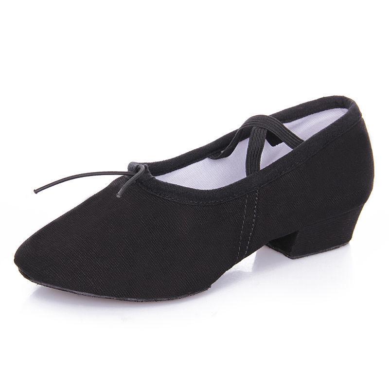 Women's Canvas Ballet Shoes - Soft Sole with Heel for Yoga Dance and Folk Practice