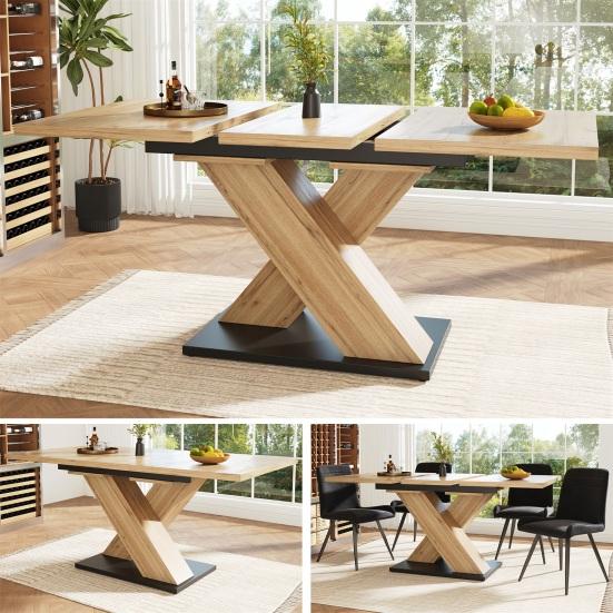 Telescopic Dining Table Heavy Duty Kitchen Table 60Kg Max Bearing Minimalist Style Pull Out Extendable Table for Dining Room