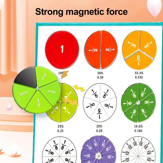 Magnetic Fraction Tiles Circles Book Percentage Decimal Fraction Learning Math Manipulatives Teaching Aid Educational Fraction Puzzle