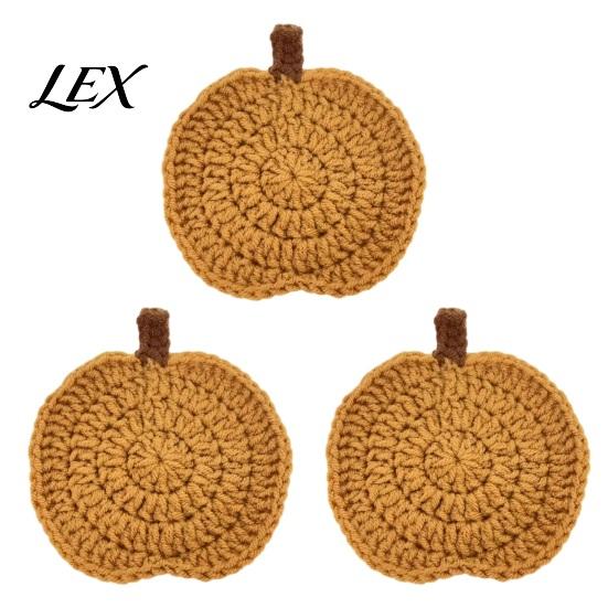 Crochet Pumpkin Cushion Handmade Coasters, Soft Polyester Coffee Mats, Heat Resistant Drink Mats Autumn Themed Farmhouse Dining Accessories