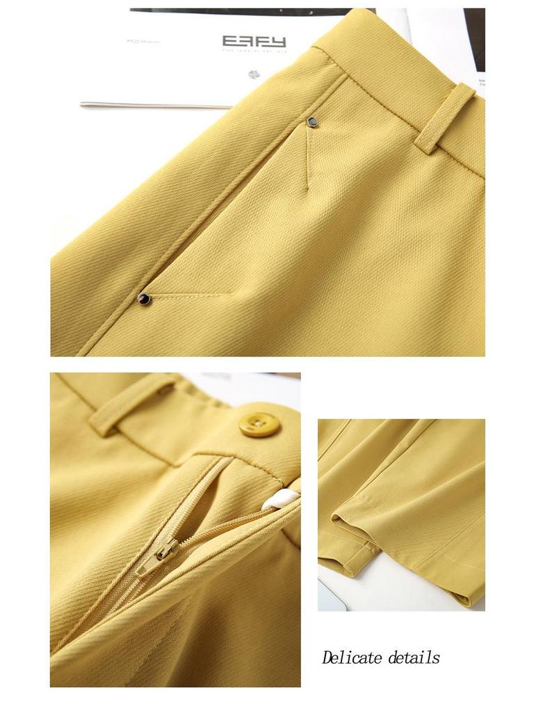 Women's Spring 2026 Nine-Tenth Length Curved Leg Wide-Leg Pants - Loose, Petite, Straight-Leg Suit Style