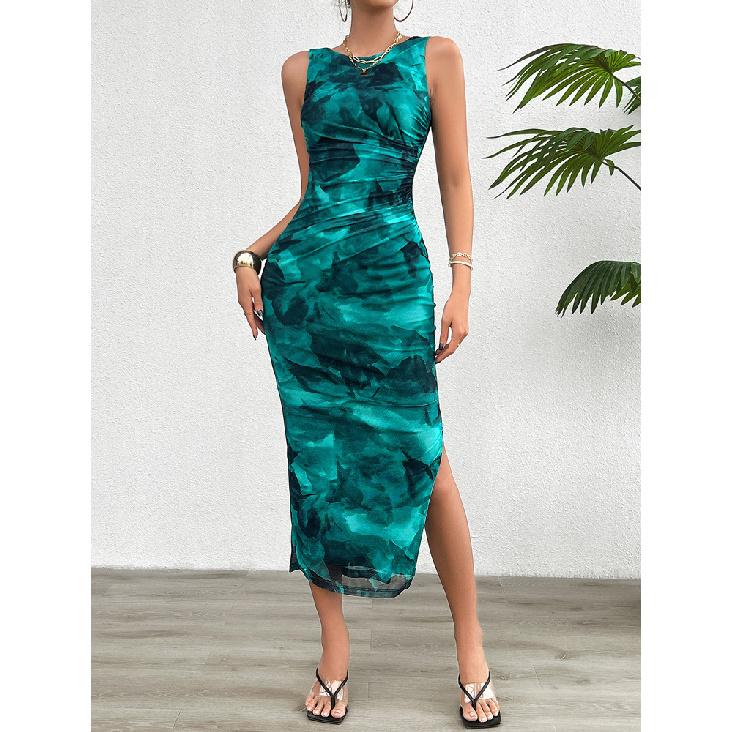 

Новая женская одежда, повседневный темперамент, элегантный повседневный Pure Desire, сексуальный напечатанный комбинезон, длинная юбка, легкое платье, вечернее платье высокого класса XL зелёный