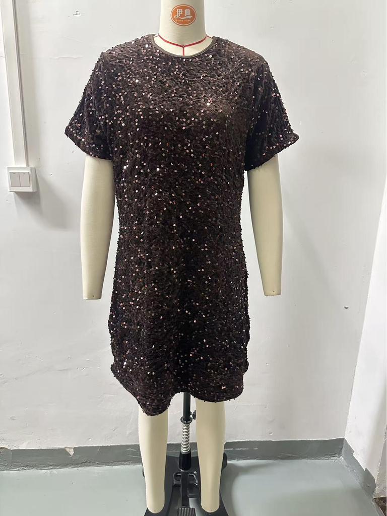 2026 Europäisches & Amerikanisches Damen Pailletten Slim-Fit Sommerkleid