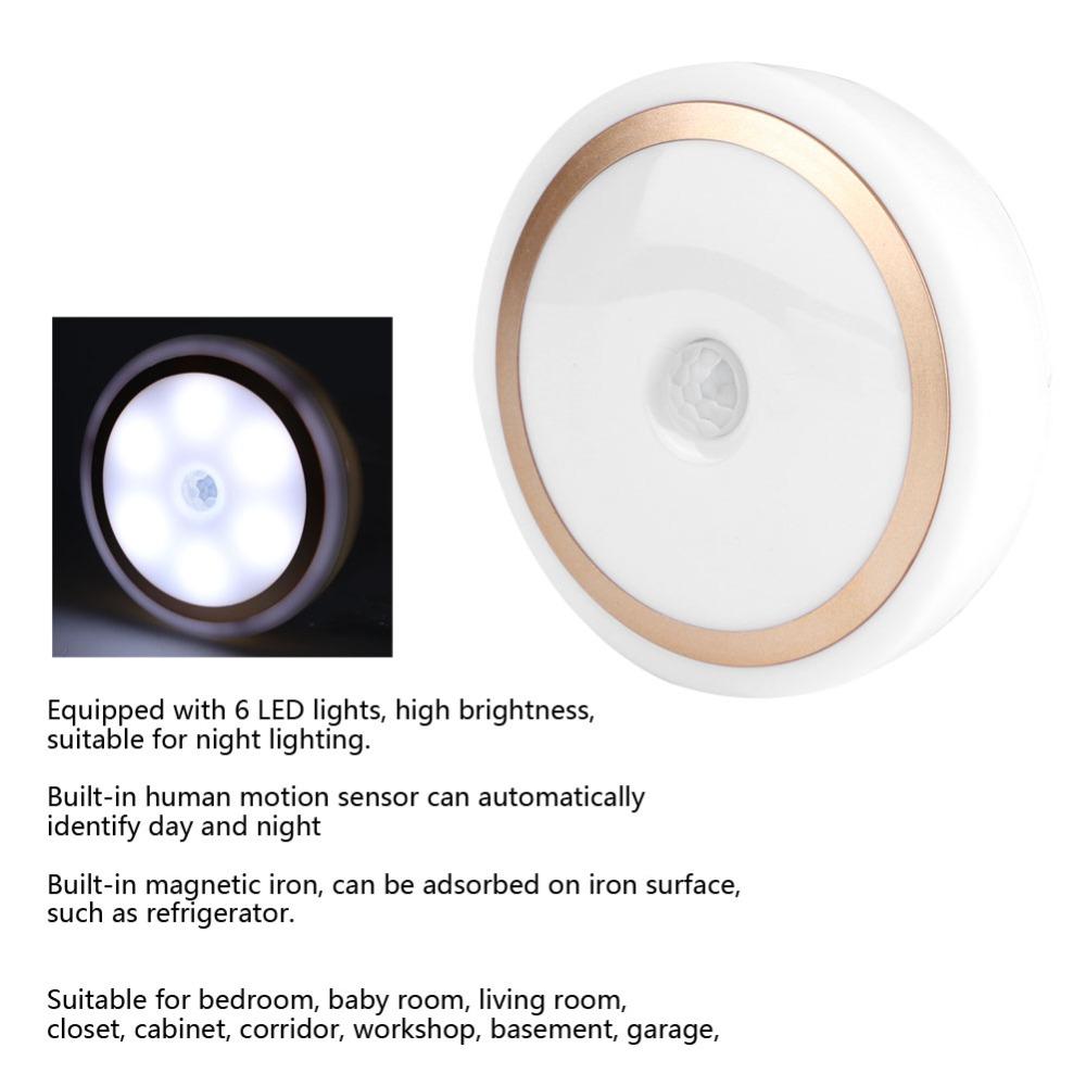 Energy Saving Motion Sensor LED Night Light 6 LED Battery Operated Night Light ABS Wireless Induction Lamp Indoor Lighting