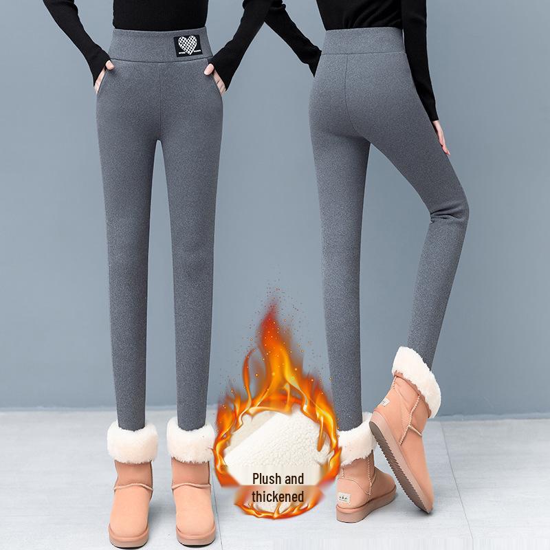 

Women s Fleece-Lined Lambswool Leggings - Thick, Warm, Slimming, Elastic, Plus Size, Autumn/Winter Outerwear Skinny Pants M