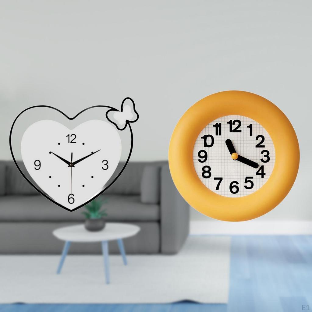 Acrylic Heart Shape Wall Clock with Quiet Movement And Contemporary Analog Design for Study Room
