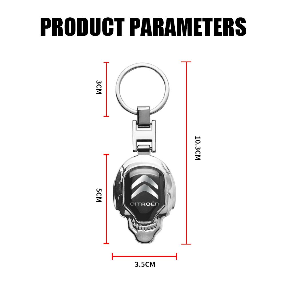 PEZN4 Skull Head High Quality Keychain Pendant Keyring Jewelry For Citroen C1 C2 C4 C3 C5 VTS Cactus Picasso Saxo Car Key Accessories