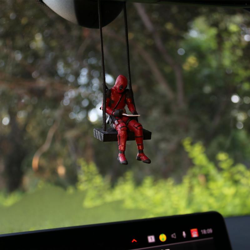 Swing Duck Series Cartoon Deadpool Car Rearview Mirror Pendant Reading Little Cheap Handsome Office Car Ornament