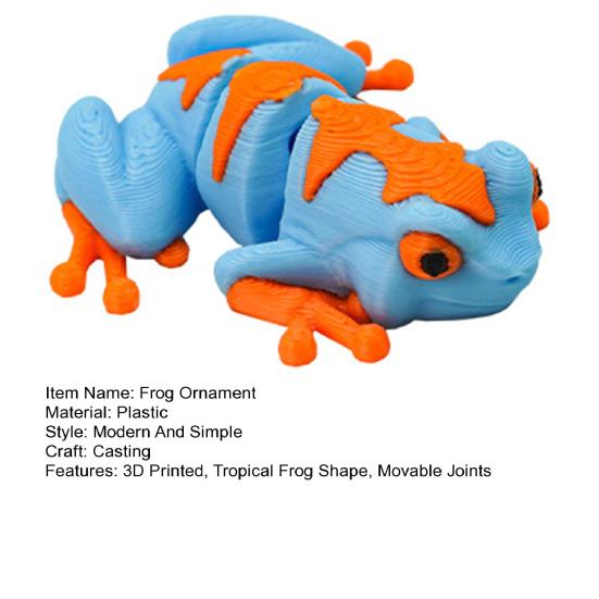 1/2/3Pcs 3D Printed Tropical Frog Ornament Movable Joints Frog Figurine Mini Articulated Frog Figure Fidget Toy Desktop Decoration Ornament