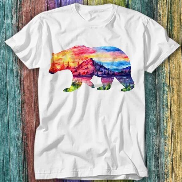 

Forest Bear Mountain Bear Wanderlust California Silhouette T Shirt Top Tee 570 L