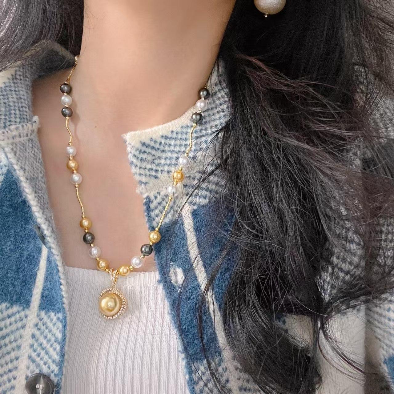 

Maillard Vintage Design High Quality Artificial Crystal Pearl Necklace Sweater Chain Pendant
