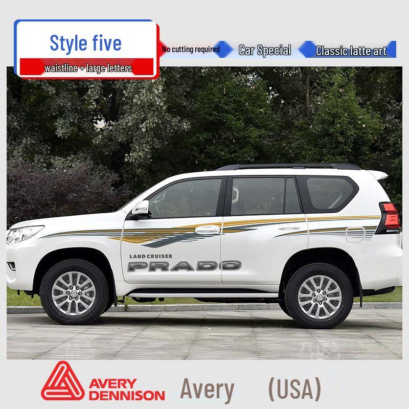 Toyota Prado 10-22 Models Car Body Color Stripe Decal Waistline Sticker.