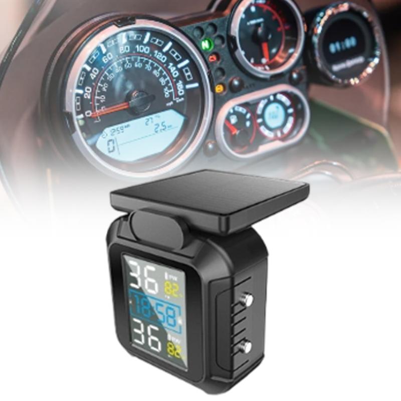 Confezione da 2 Monitor di Pressione Pneumatici per Moto per Monitoraggio Pressione Temperatura in Tempo Reale Migliorando la Sicurezza di Guida Preve