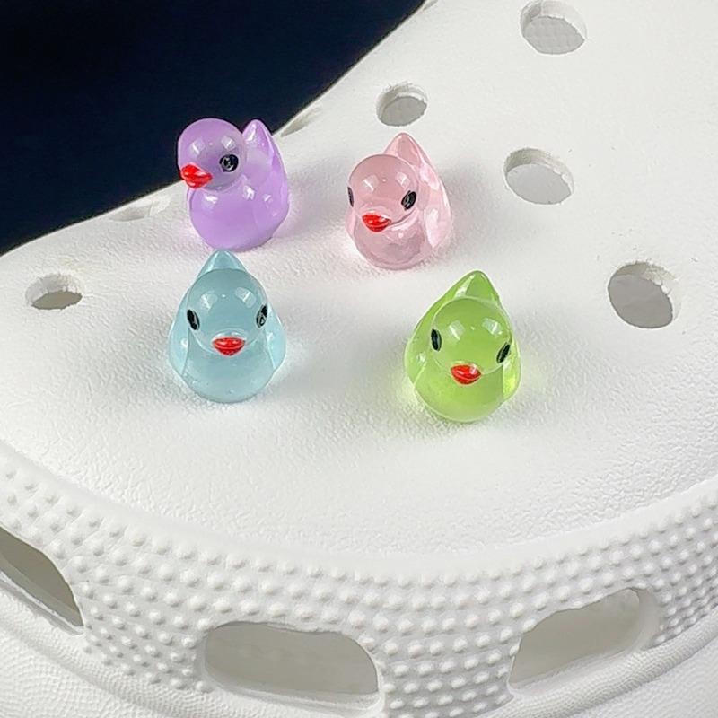 Fashion Shoe Charms Set Accessories Hole Shoe Buckle Cute Luminous DucklingDIY 3D Shoes Decorations Kids Party Boy Girls Gift