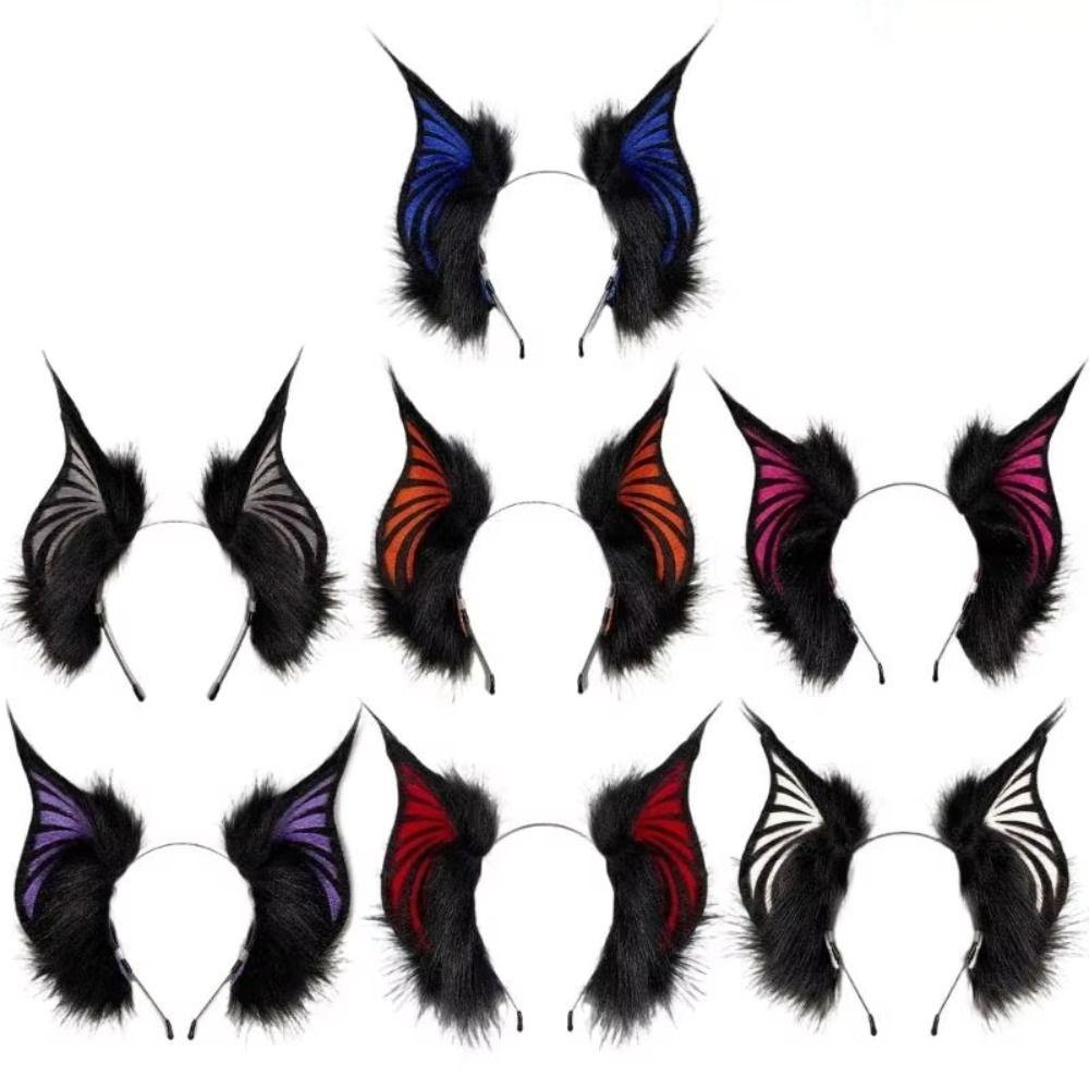 Soft Bat Headband Plush Cosplay Ears Headband Comfortable Plush Headband  Stage Performance