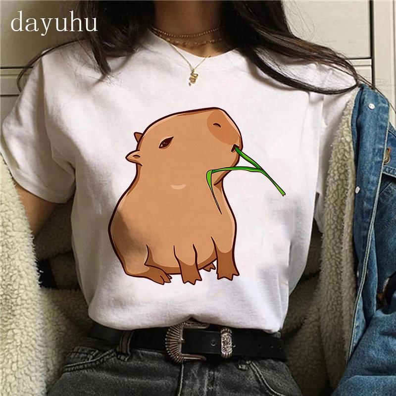 Clothes Girl Capybaras T Shirt Female Casual Top Clothes Funny Capybara Tshirt Women T-Shirt Capibara Cartoons