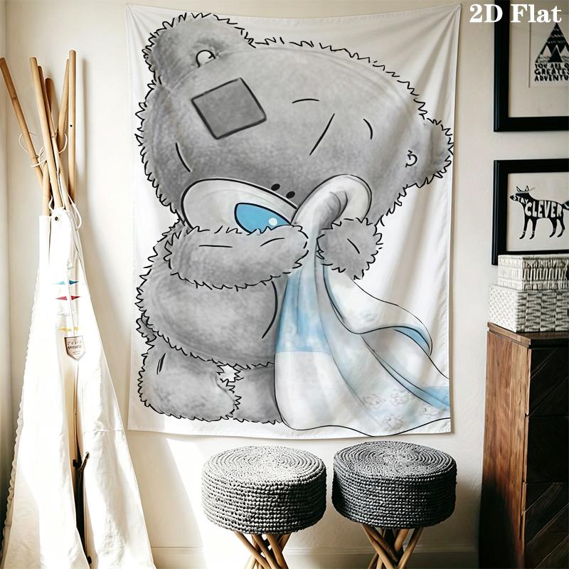 Tatty Teddy Wall Tapestry Aesthetic Wall Hanging Printed Fabric Blanket Decorative Tapestries for Bedroom Living Room Home Decor