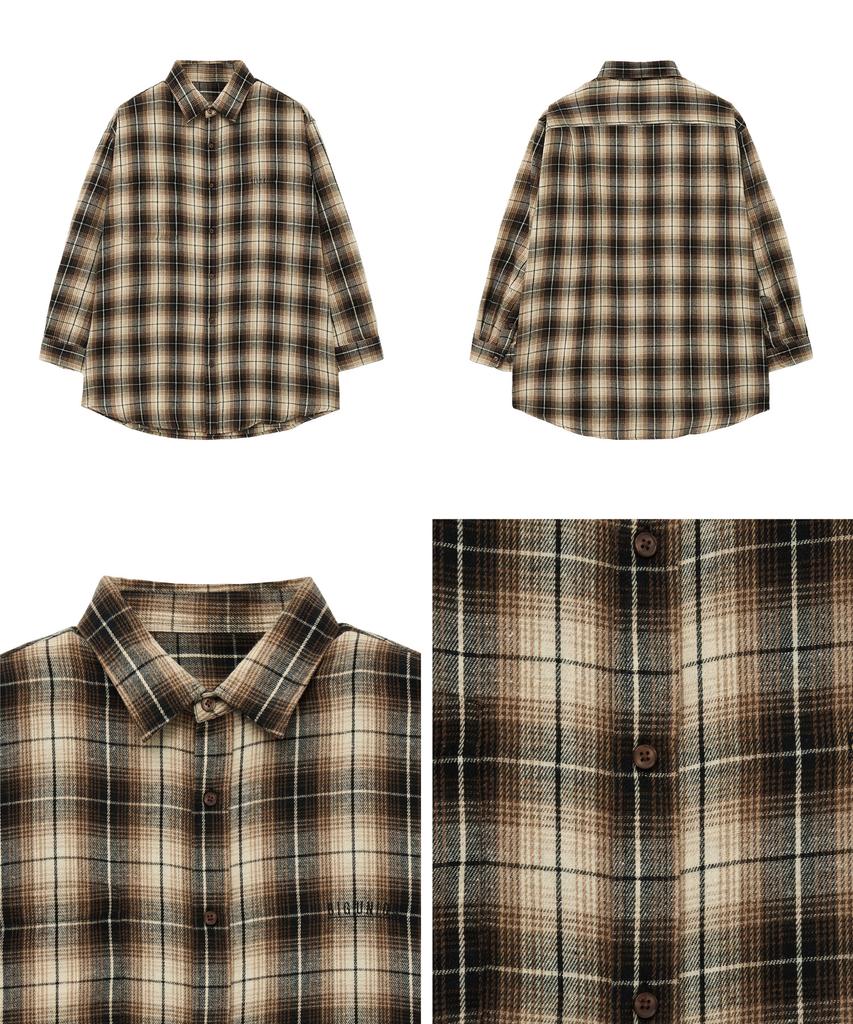 BIG UNION Brushed Overfit Check Shirt (Beige)