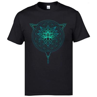 Geometric Mandala Lotus Flower Classic Tshirt Mens Summer Tops Tees Cotton Fabric Great T Shirt OM T-Shirts Black Shirts Fashion#Color