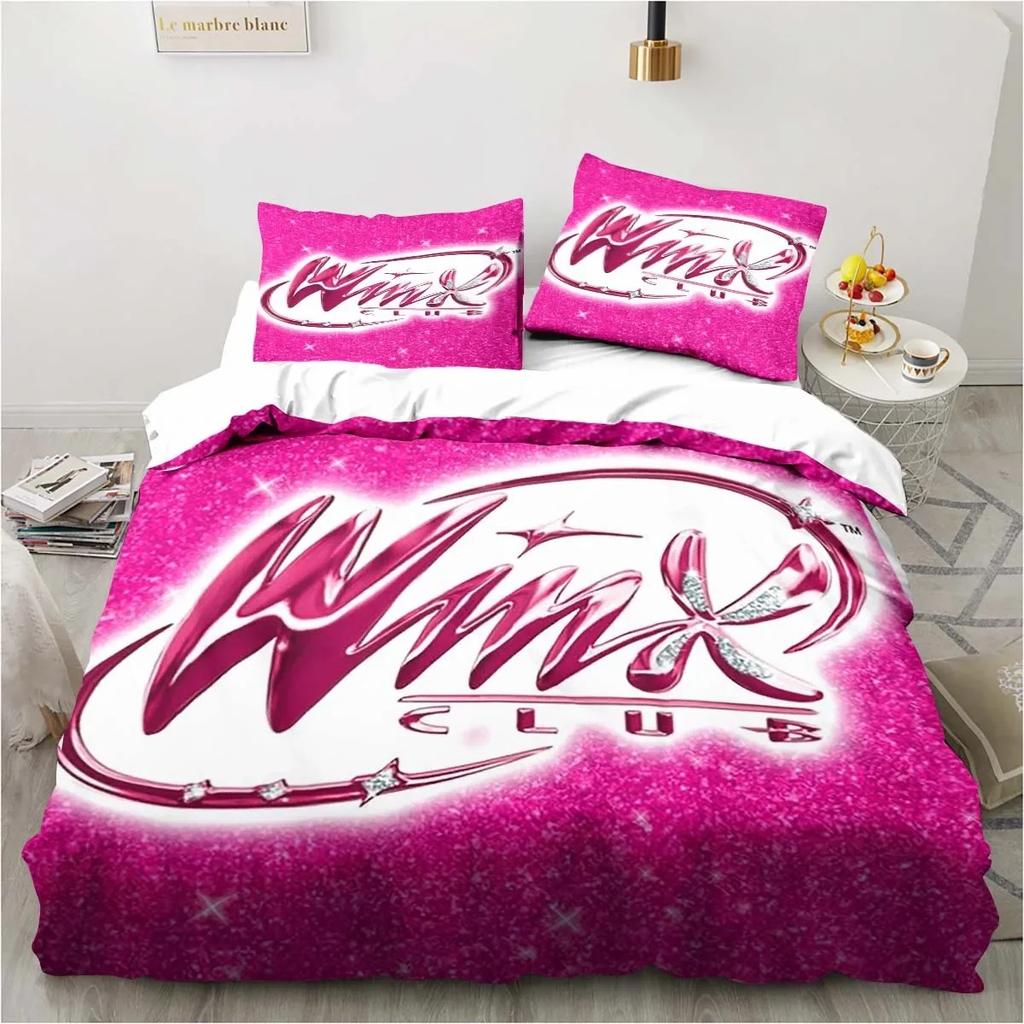 Set di biancheria da letto Kawaii Anime Winx Letto a tre pezzi Singolo Doppio King Size Set di letto per adulti e bambini Set copripiumino per bambini Regalo per bambini