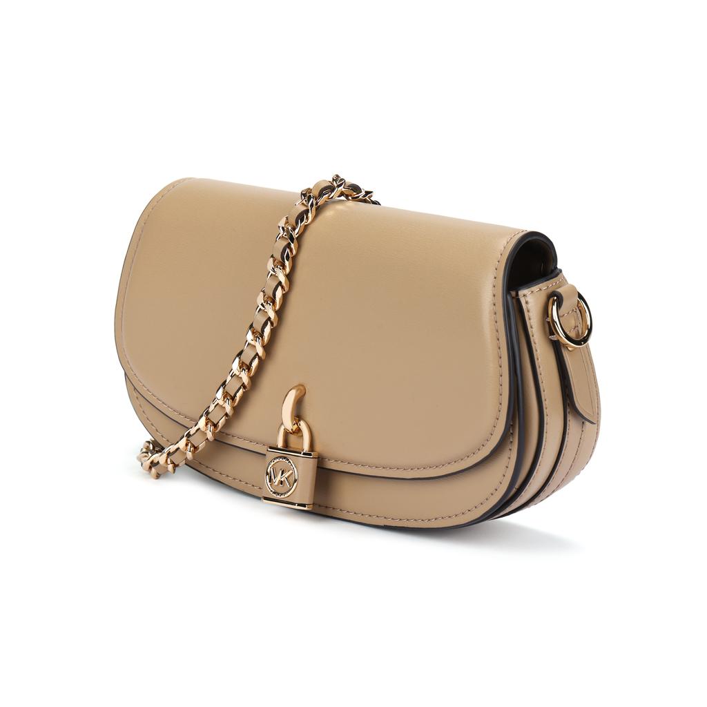Michael Kors MK Mila Chain Strap Design Solid Color Leather Shoulder Bag Women Shoulder Bag Camel 30F3GIMM1L-222