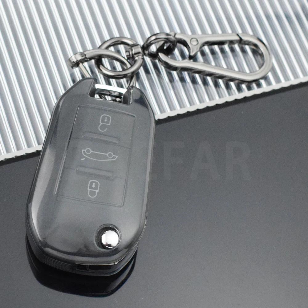 Transparent Car Key Case Full Cover Holder for Peugeot 3008 208 308 508 408 2008 307 4008 for Citroen C4 C4L CACTUS C3 C6 C8