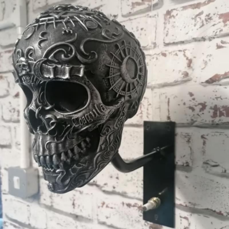Držák na lebku pro motocyklovou helmu a bundu Kreativní cool držák na motocyklovou helmu v podobě lebky Nástěnný závěs na helmu v podobě lebky pro dospělé