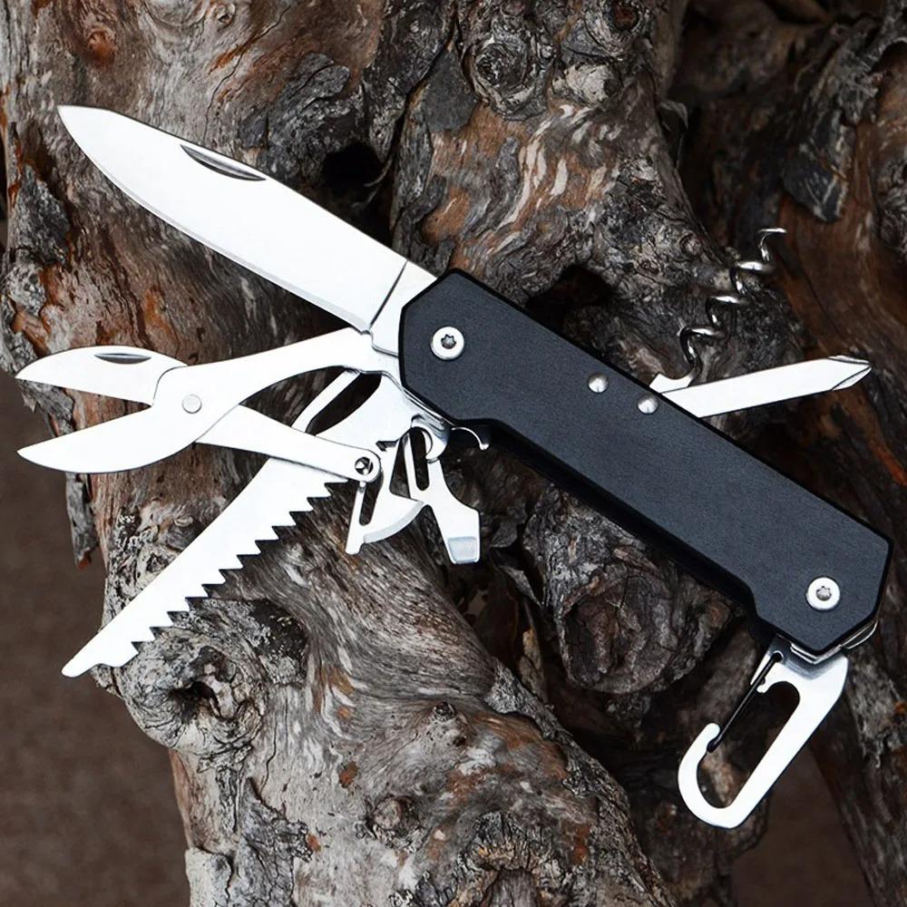 Coltello Pieghevole Multifunzionale Portatile 8 in 1, Multiuso per Sopravvivenza all'Aperto Campeggio, Coltelli da Tasca EDC, Attrezzi Manuali Portatili.