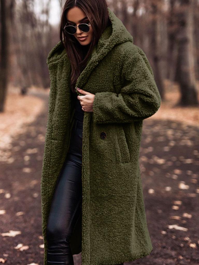 New Arrival Autumn Winter Long Sleeve Wool Blend Coat for Women