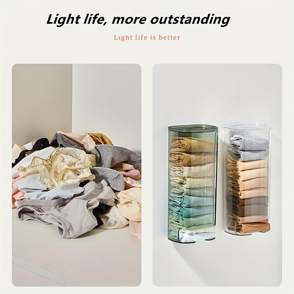 Wall-Mounted Closet Organizer - Transparent Plastic Storage Box for Bras, Socks & Underwear | Multiple Compartments for Under Cabinet Organization