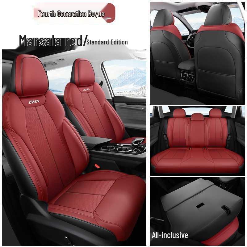 Breathable Perforated Leather Seat Covers for 2023-2025 Geely Boyue L: Full Coverage, Four Seasons Cushion