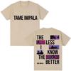2026 Rock Band Tames Impala, The Less I Know, The Better. T-shirt da uomo Hip-hop Retro Cotone Manica Corta Larga Casual.