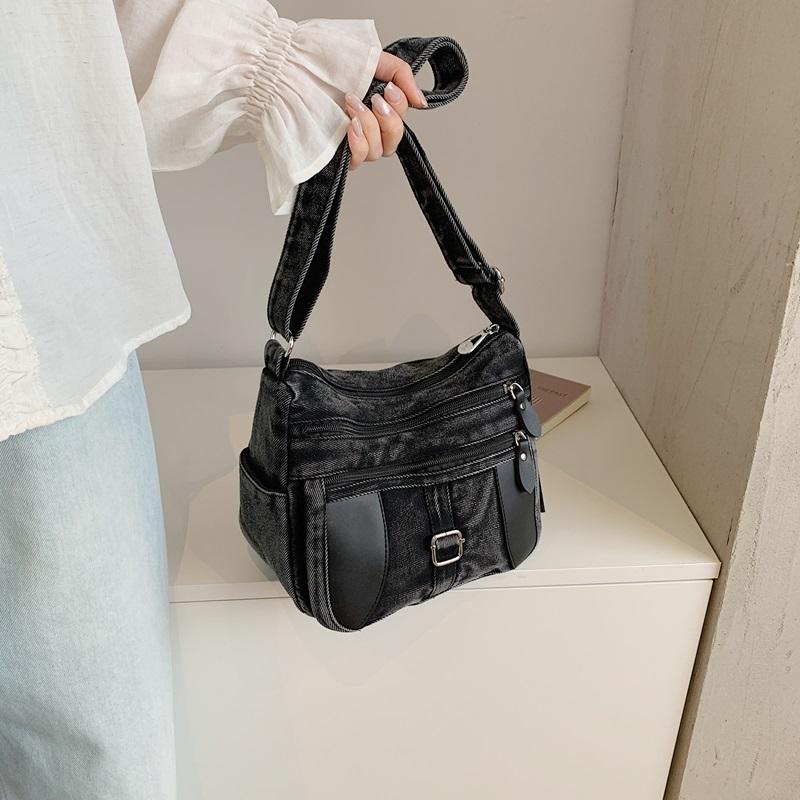 Fashion Vintage Design Women's Crossbody Bag High Quality Denim Fabric Shoulder Bag Large Capacity Tote Bag Lightweight Handbags